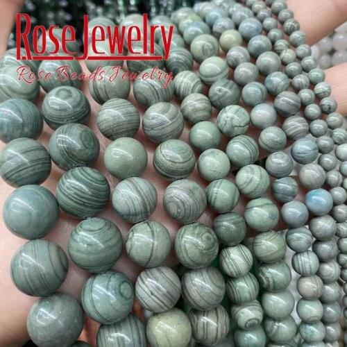 Natural Wood Jaspers Stone Beads Blue Round Loose Spacer Beads For Jewelry Making DIY Bracelets Accessories 15'' 4 6 8 10 12 mm