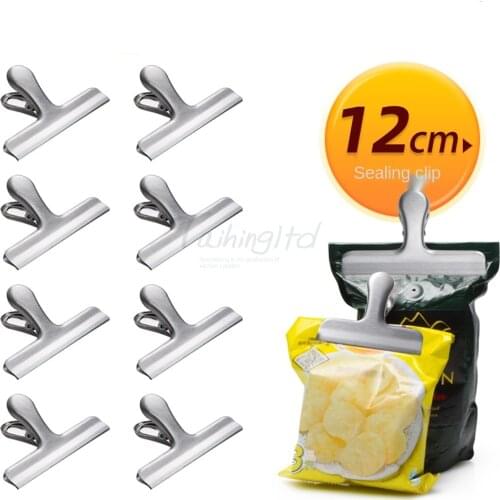 1 Piece 12cm Stainless steel sealing clip 4.8 Inch multi-functional folder Stainless steel snack clip bag clips