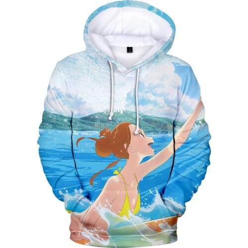 New 3D Anime Ride Your Wave Hoodies Cartoon Movie Hoodie Men Women Personality Pullovers Hip Hop Kids Children Long Sleeve Coat