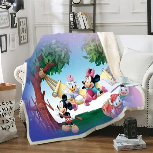 Disney Cartoon Mickey Minnie Blanket Soft Warm Sherpa Blanket Sheet Bedspread Sofa Throw Flannel Air Conditioning Nap Quilt