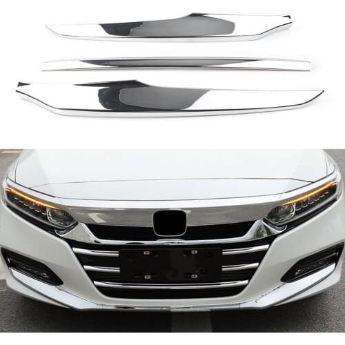 For Honda Accord 2018 2019 Car ABS Chrome Front Bumper Lip Protector Cover Trims 3pcs/set