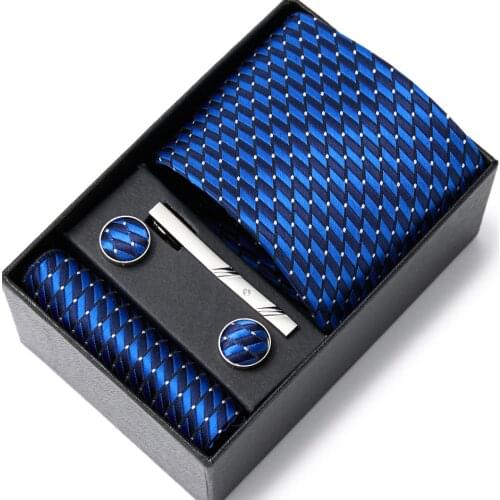 Designer Mens Gift Navy Blue Burgundy Floral Silk Wedding Tie For Men Hanky Cufflink Tie Set Business Party Dropshipping