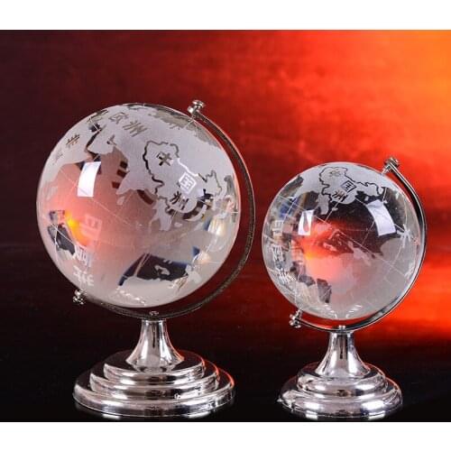 Crystal Ball Globe Model Statue World Globe Earth Map Geography Figurine Office Desk Home Decoration Accessories for Living Room