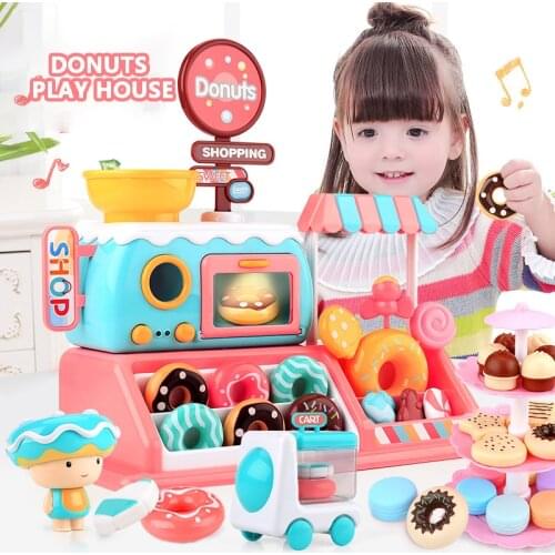 Simulation Candy Toys Donuts House Light Music Children Donuts Toys Supermarket House Sets Girls Toys Gifts