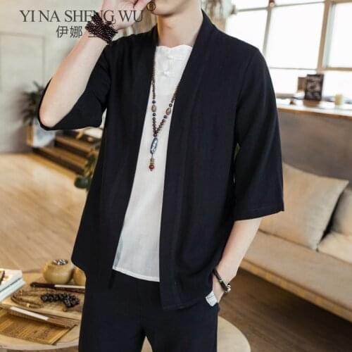 News Kimonos Japanese Costumes Men Coat Harajuku Style Tops Japan Haori Cardigan Chinese Fashion Traditional Jacket Loose Coats