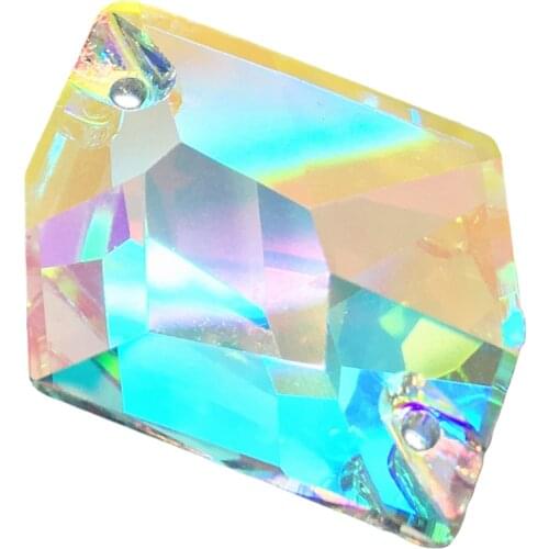 TopStone K9 Crystal Cosmic Sew On Rhinestone Clear AB Flatback 11x14 13x17 16x21mm Strass Sew-on stone Dress Clothing