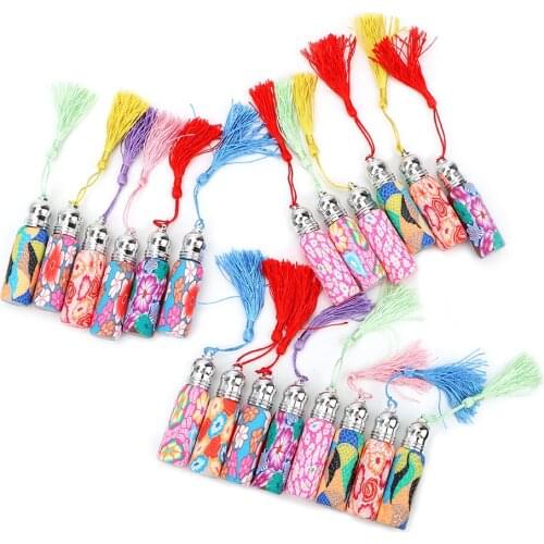 LEEPEE Hanging Car Air Freshener Bottle Diffuser Fragrance Bottle 1 piece Empty Floral Art Printed Perfume Bottle Random Color