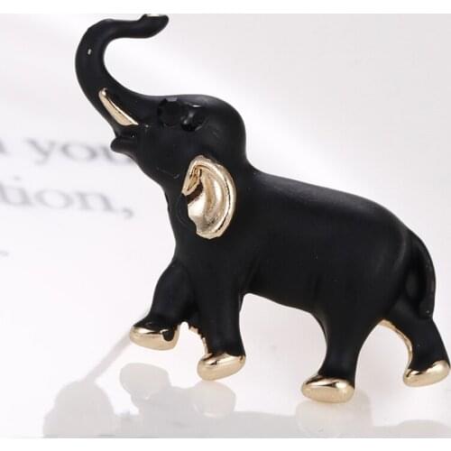 Little Enamel Black Elephant Brooches Women Suits Collar Brooch Pins Scarf Buckle
