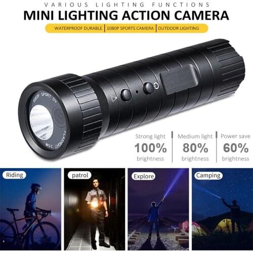 Mini Lighting Action Web Camera High Definition Waterproof Automatic Cycle Record 1080P Helmet Sport Camera With Flashlight Loop