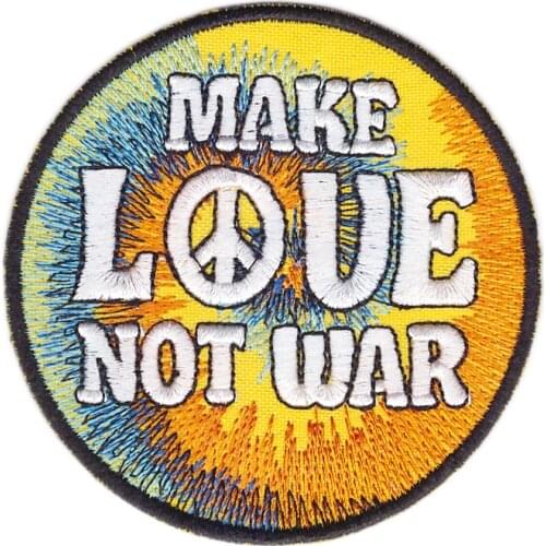 Make LOVE Not War Peace Embroidered Hippie Iron On Jacket Patch Applique New Back rubber patch