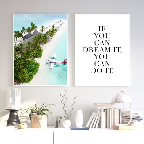 Tree Airplane Beach Landscape Quotes Nordic Posters And Prints Wall Art Canvas Painting Wall Picture For Living Room Home Decor
