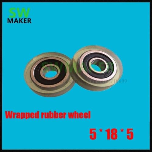 5*18*5mm small bearing, 605 pack rubber bearing, polyurethane pulley, PU wheel, outer diameter, rubber wheel