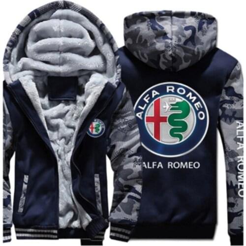 2021 New ALFA ROMEO Winter zipper for sweatshirt Tops men Warm Thickening coat Hoodies jackets Colors