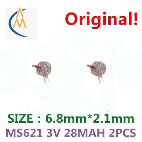 2PCSnew mobile phone backup battery seiko durable MS621 rechargeable lithium battery built-in memory time button battery charger