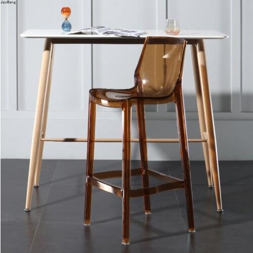 Nordic Bar Stool Transparent Backrest Fashionable Chair High Feet Stool Plastic Material Bar Hotel Furniture Colorful Bar Stool