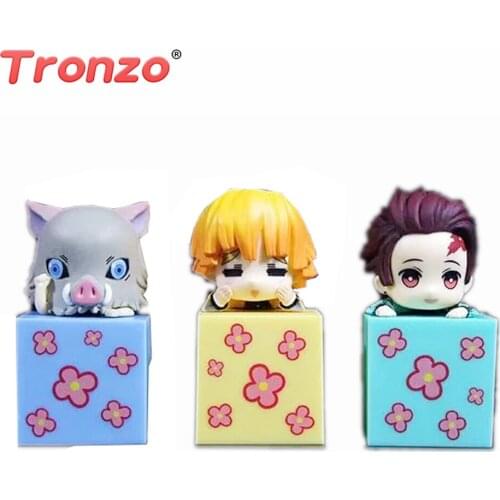 Tronzo 3PCS/Set Demon Slayer Kimetsu no Yaiba Kamado Tanjirou Zenitsu Inosuke Lying Dolls Cute Decoration Figure Model Toys