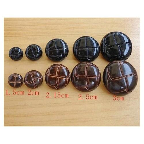 Vintage Faux Leather Football Coat Dome Sew On Button Dark Brown Black for Garment Accessories 15mm 18mm 20mm