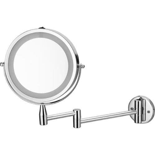 7'' Wall Mount Makeup Mirror LED Lighted Doubled Sided with Normal and 3x Magnification Extendable Arm 360 Degrees Swivel