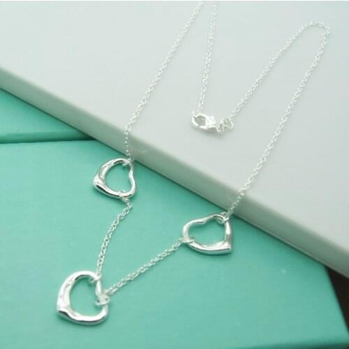 925 Sterling Silver Heart Pendant Necklace For Women Charm Wedding Engagement Party Fashion Jewelry