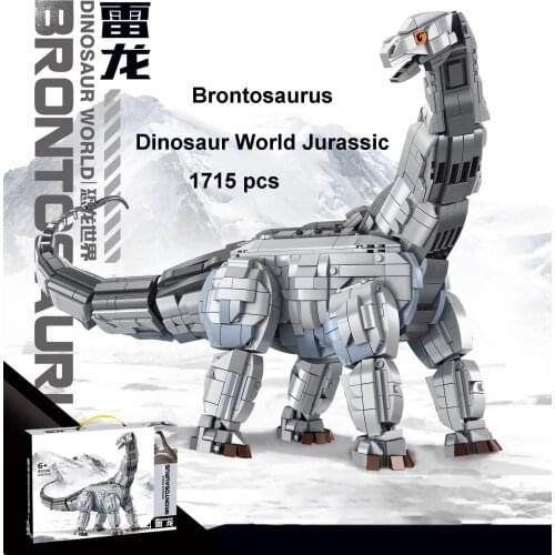 1715pcs Animal World/Dinosaur World Jurassic Herbivore Brontosaurus Model Building Blocks Pet Toys For Boys Birthday Gifts DIY