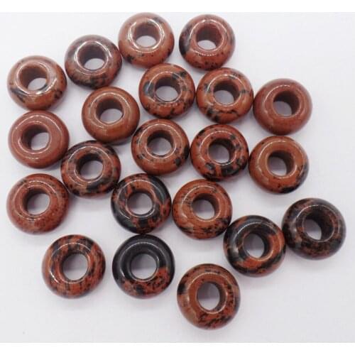20Pcs 14x8mm Hand-Carved Natural Dark Red Mahogany Obsidian Large Hole Beads For DIY Jewelry Making Necklace Accessories
