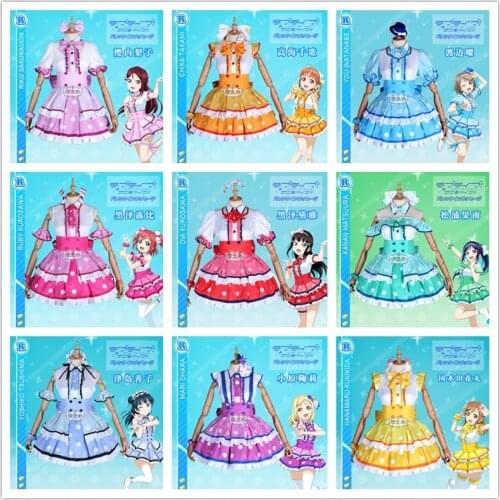 Anime! Lovelive Sunshine!! Aqours Thinking and Combining Into One Eleven Episodes All Members Lolita Maid Dress Cosplay Costume