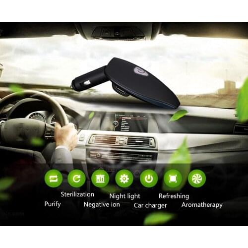 Home Car Auto Air Purifier Cleaner 12V Smoke Anion Purifier Fresh Car Air Ionizer Oxygen Bar Dual USB Car Charger