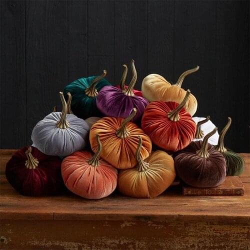 Velvet Pumpkin Decoration Halloween Party Thanksgiving Handmade Velvet Pumpkins Decor Festival Halloween Home Decoration