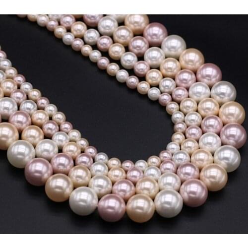 High Quality Imitation Pearl Shell Bead Natural Shell Round Loose Beads for Making DIY Jewelry Necklace Bracelet Size 6-12mm
