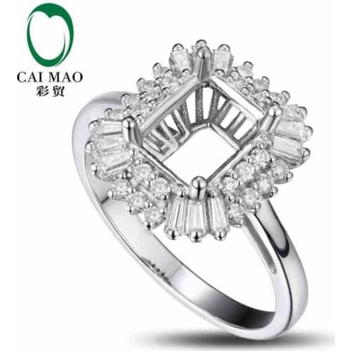 CaiMao Emerald cut Semi Mount Ring Settings & 0.54ct Diamond 18k White Gold Gemstone Engagement Ring Fine Jewelry