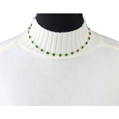78MM Occident Kawaii Emerald Clavicle Chain Korean Women Sexy Temperament Trend Necklace Party Jewelry Gift Cheap