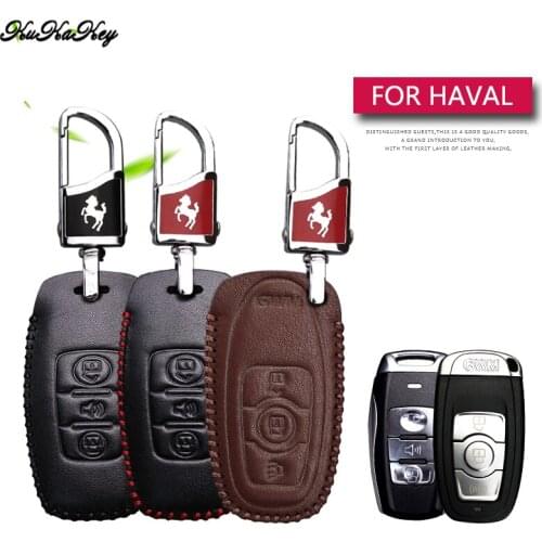 Genuine Leather Car Key Case Cover For Haval H6 H9 H2 H1 H5 Coupe H7 H8 F7x F7 C50 Hoist 2019 2020 Key Chain Holder Accessories
