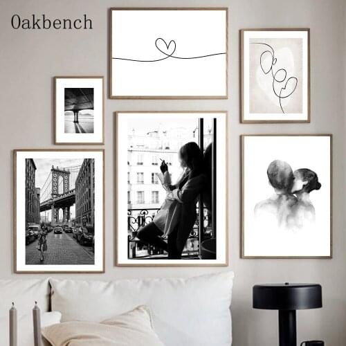 Black White Canvas Painting Sexy Girls Poster Couple Kissing Art Prints Nordic Posters Street Modern Wall Pictures Home Decor