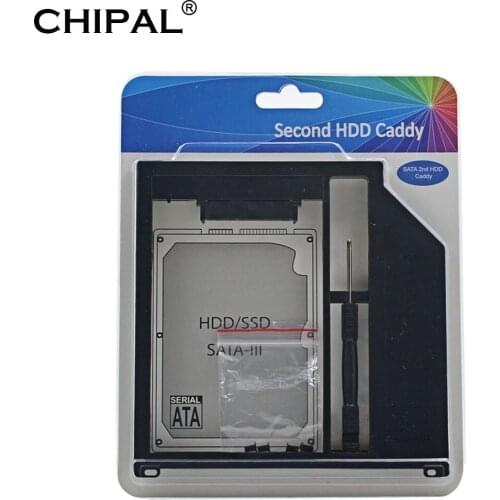 CHIPAL Retail Package SATA 3.0 2nd HDD Caddy 9.5mm SSD Case Enclosure for Apple Macbook Pro Air 13" 15" 17" SuperDrive Optibay