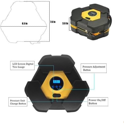 Lexitek AUTO carzkool SHUTOFF - portable air compressor pump set pressure is reached, the inflator automatically shuts off