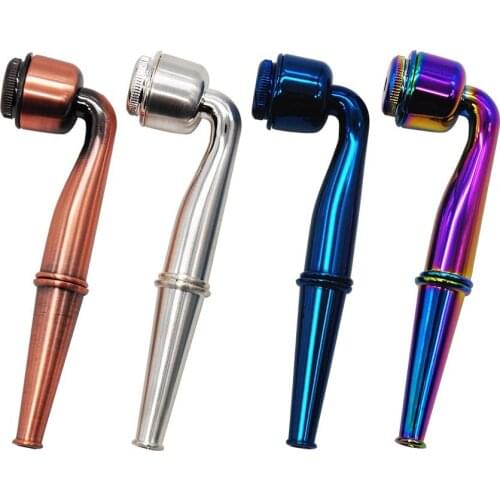 Metal Smoking Pipe Tobacco Pipe Cool Cigarette Container Herb Grinder Mesh Filter