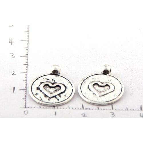 MOODPC Free shipping fashion alloy heart charm for DIY making bracelet,necklace jewelry metal beads double side letter charm