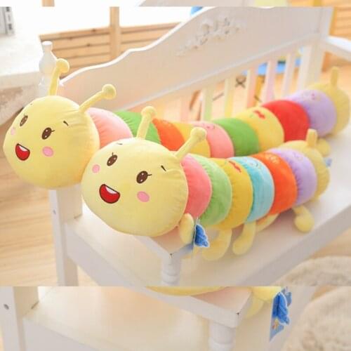 Soft Colorful Caterpillar plush Hold Pillow toys Stuffed toy Baby Doll Animal Plush dolls for Kids Christmas Birthday Gift