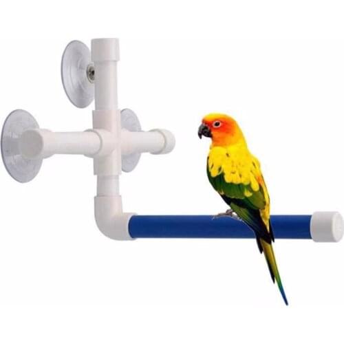Pet Birds Wall Suction Cup Toys Paw Grinding Stand Shower Folding Perches Parrot Toys