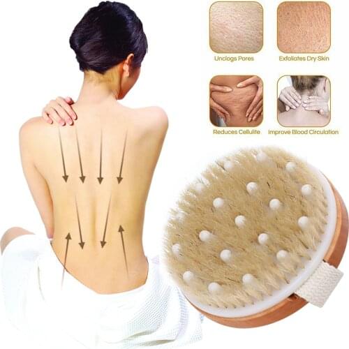Natural Bristle Bath Brush Exfoliating Wooden Body Massage Shower Brush SPA Woman Man Skin Care Dry Body Brush 2