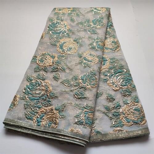 Latest Design African Jacquard Lace Fabric Green French Lace Fabric Embroidery Nigeria Brocade Lace Fabric For Wedding OGS08