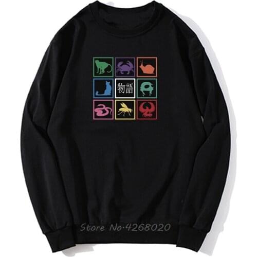 Monogatari New Hoodie Hip Hop Cool Mens Pullover Hoodies Sweatshirt Streetwear Harajuku