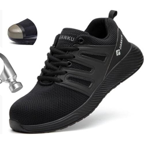 New Fashion Sports Work Boots Steel Head Lightweight Breathable Non-Slip Anti-Smashing Anti-Puncture Black Safety Shoes