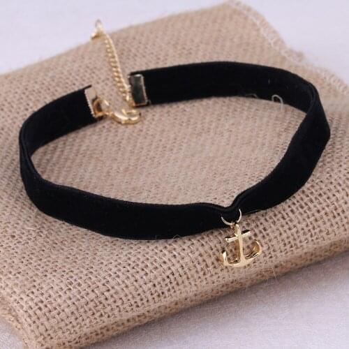 1Pc New Arrival Fashion Sailor Anchor Pendant Black Korea Velvet Rope Choker Collar Necklace Female Collier Bijoux Girls Gift