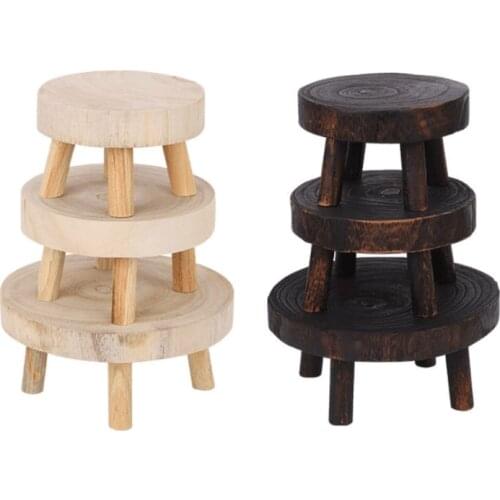 Printed Solid Wood Stool Flower Pot Stand Round Bench Plant and Succulent Flowerpot Base Holder Display Stand Stool Home Au19 21