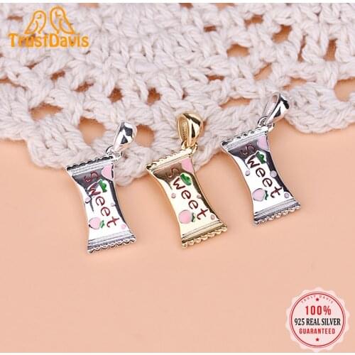 TrustDavis Real 925 Sterling Silver Fashion Sweet Candy Charm Pendant Handmade DIY Accessories Fine Jewelry Wholesale HY136