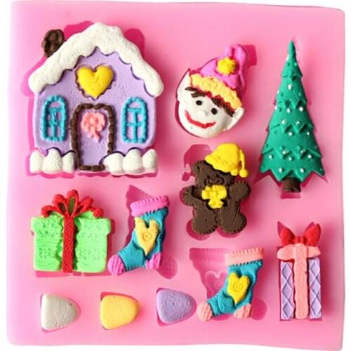 Christmas Halloween Silicone Mold Craft Child House Tree Cake Fondant Decorating Tools Bakeware