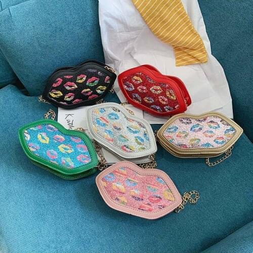 2021 Children Girl Lips Crossbody Bag Children Cute Shoulder Bags Fashion Zipper Purse Messenger Bag Women bags bolsa feminina