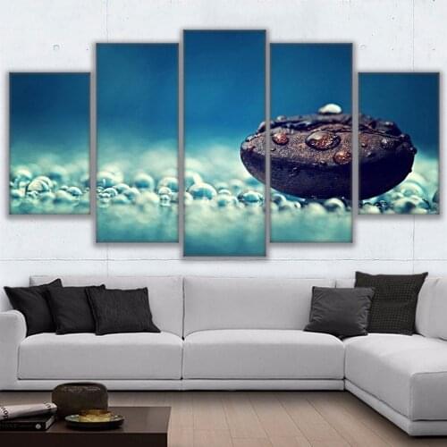 Pictures Vintage Home Decor Paintings On Canvas 5 Panel Drops Of Water Wall Modular Stone Pictures For Living Room HD Print