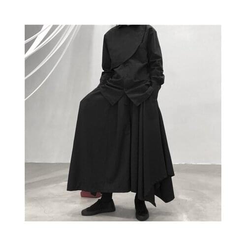 Summer new half-length skirt in womens high-waisted a-line skirt loose irregular design wide leg trouser skirt